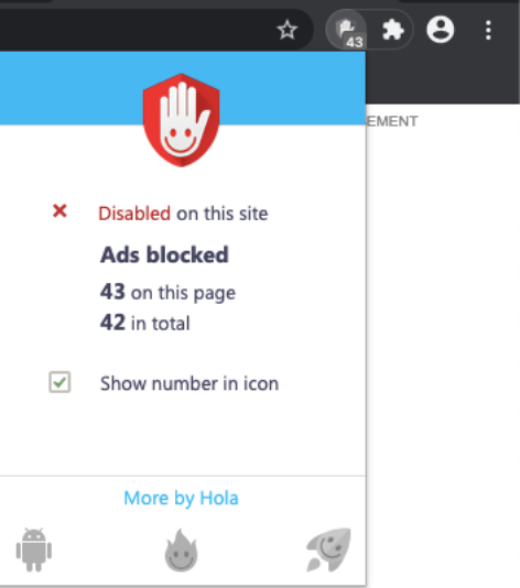 Hola ad remover disabled
