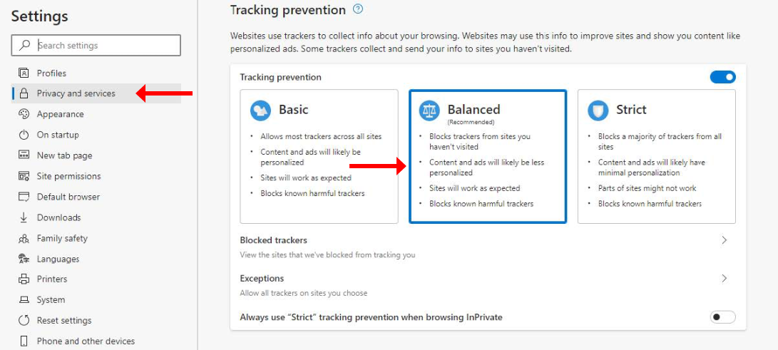 microsoft balanced settings